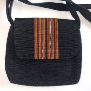 Ukush black cotton mini crossbody bag